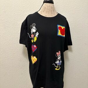 Disney Black T-Shirt with Mickey and Minnie Mouse Graphics